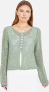 Yumi Flower Crochet Button Up Cardigan