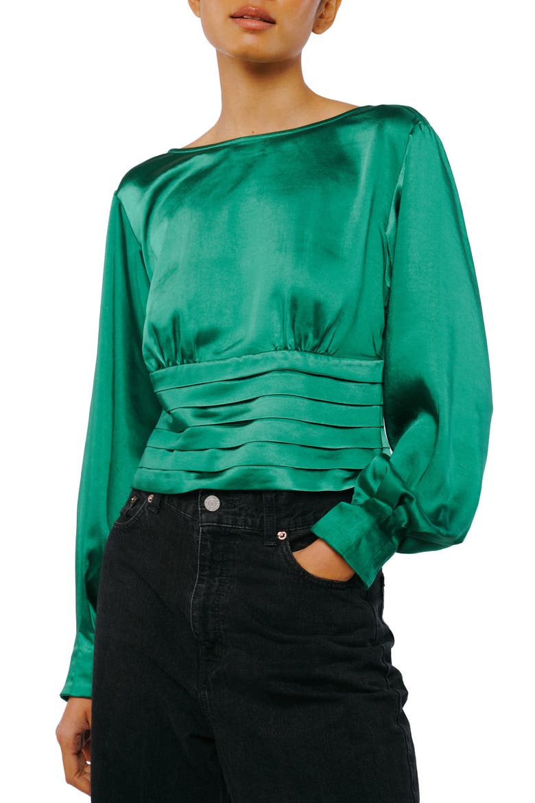 Fosi Satin Top, Main, color, GREEN