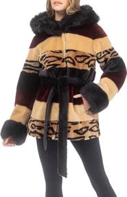 GORSKI Genuine Shearling Parka with Genuine Shearling Hood Trim & Cuffs, Belt