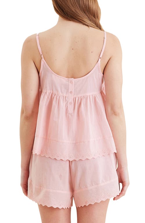 Papinelle Millie Embroidered Eyelet Cotton Voile Short Pajamas In Strawberry Cream