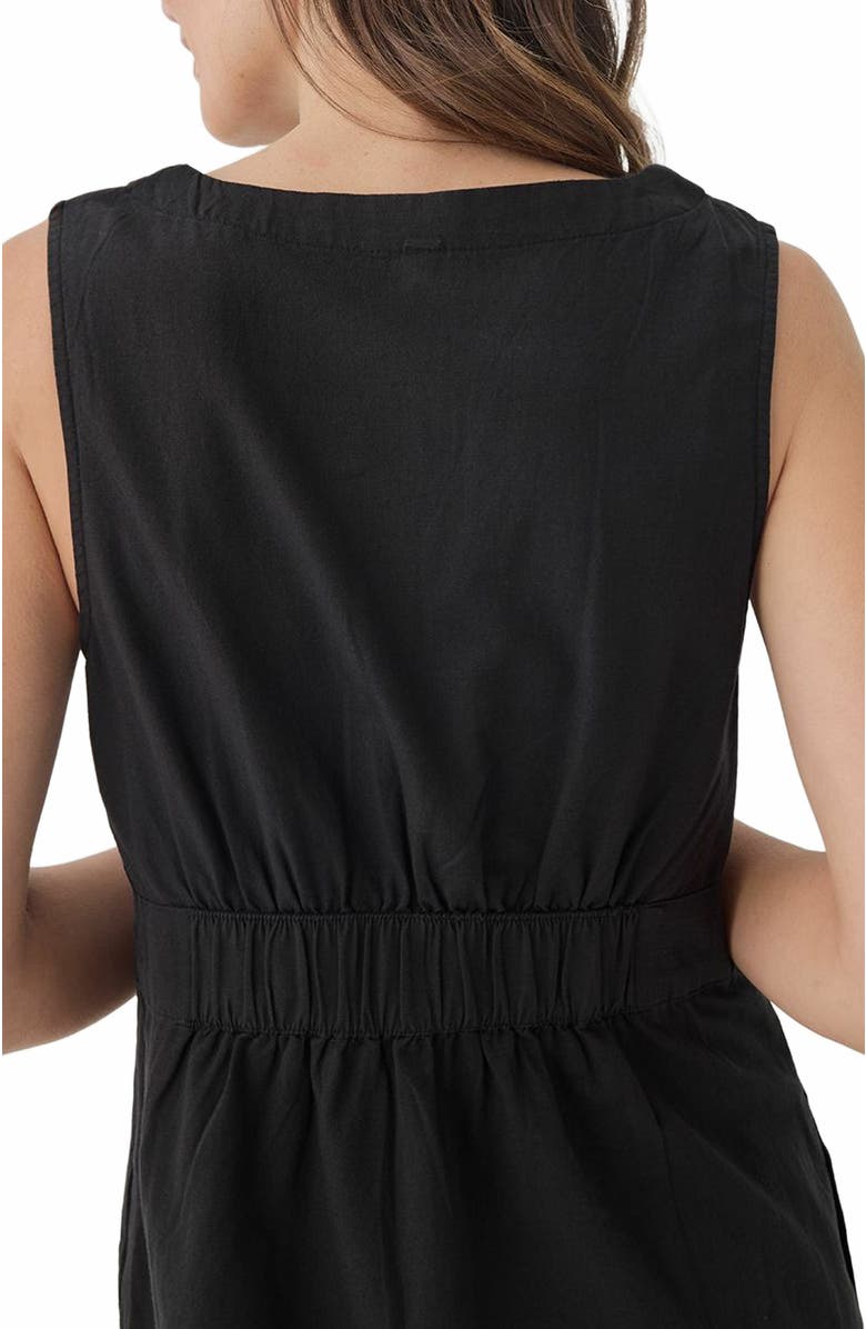 Pact Canopy Linen Blend Button-Front Dress Made with Organic Cotton, Alternate, color, Black