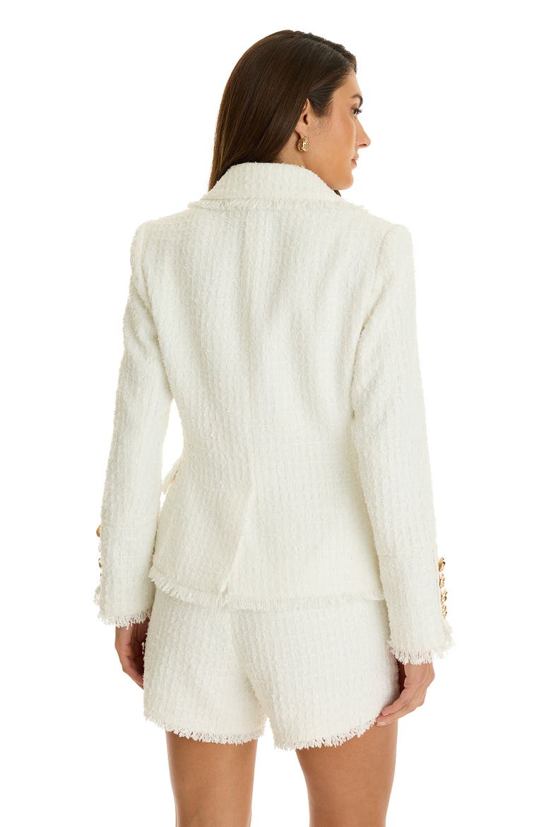 Giselle Single-Breasted Tweed Blazer, Alternate, color, White