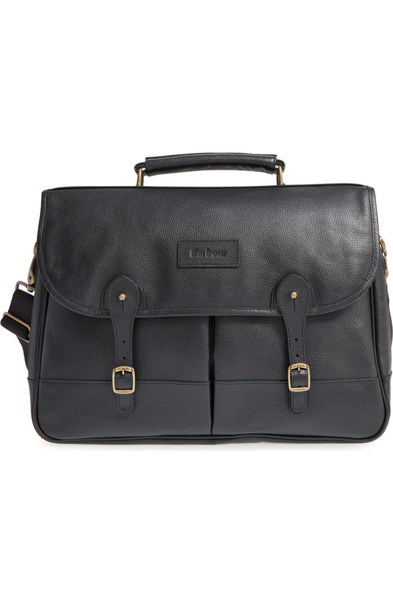 Barbour Leather Briefcase, Main, color,