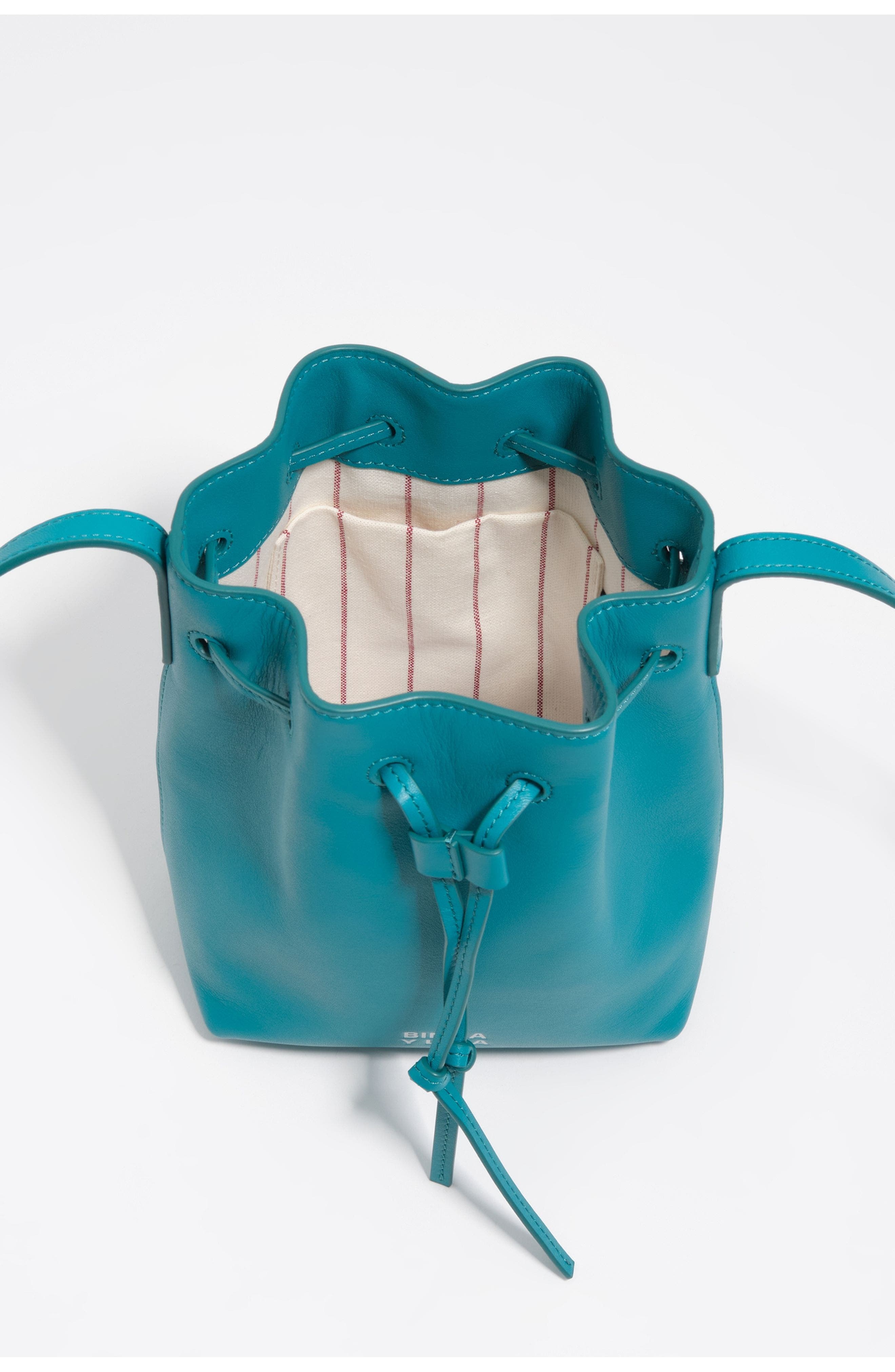 Bimba y Lola Small Leather Bucket Bag, Alternate, color, Tropical Green