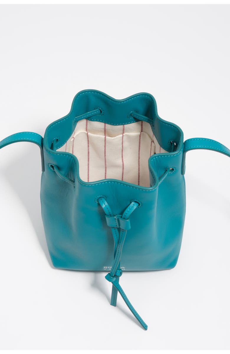 Bimba y Lola Small Leather Bucket Bag, Alternate, color, Tropical Green