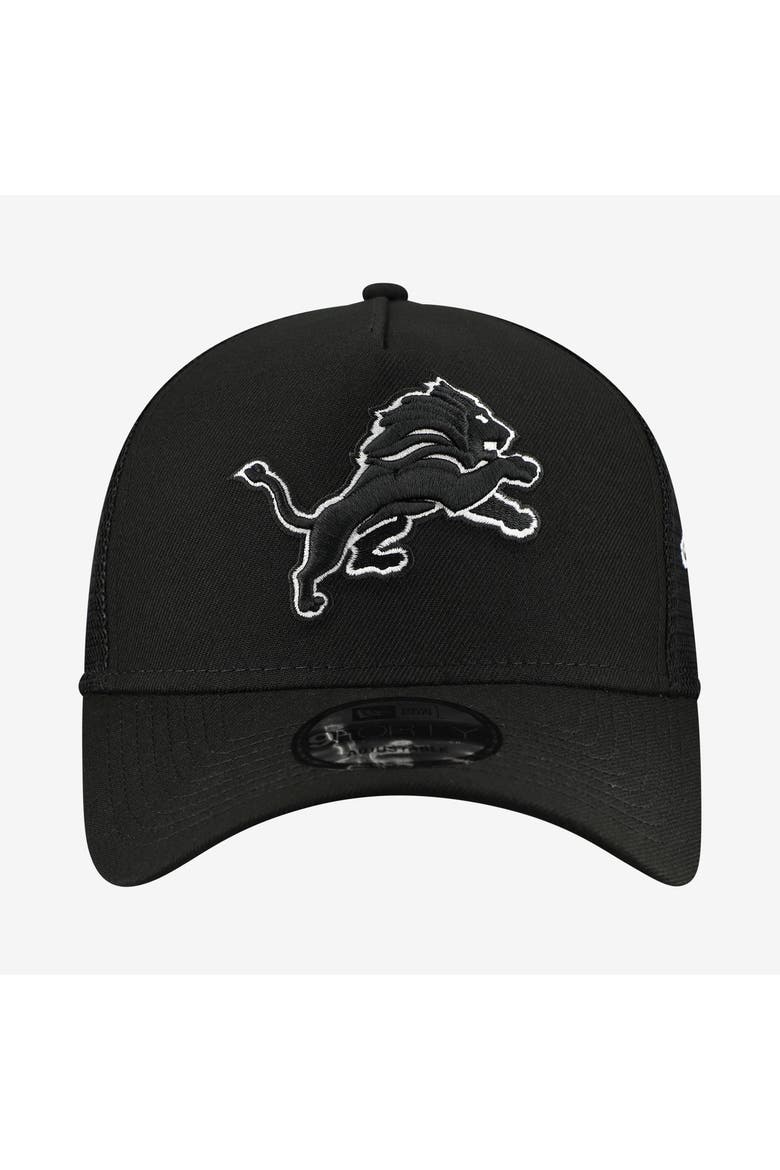 Men's New Era Black Detroit Lions City Script 9FORTY A-Frame Adjustable Hat, Alternate, color, Black