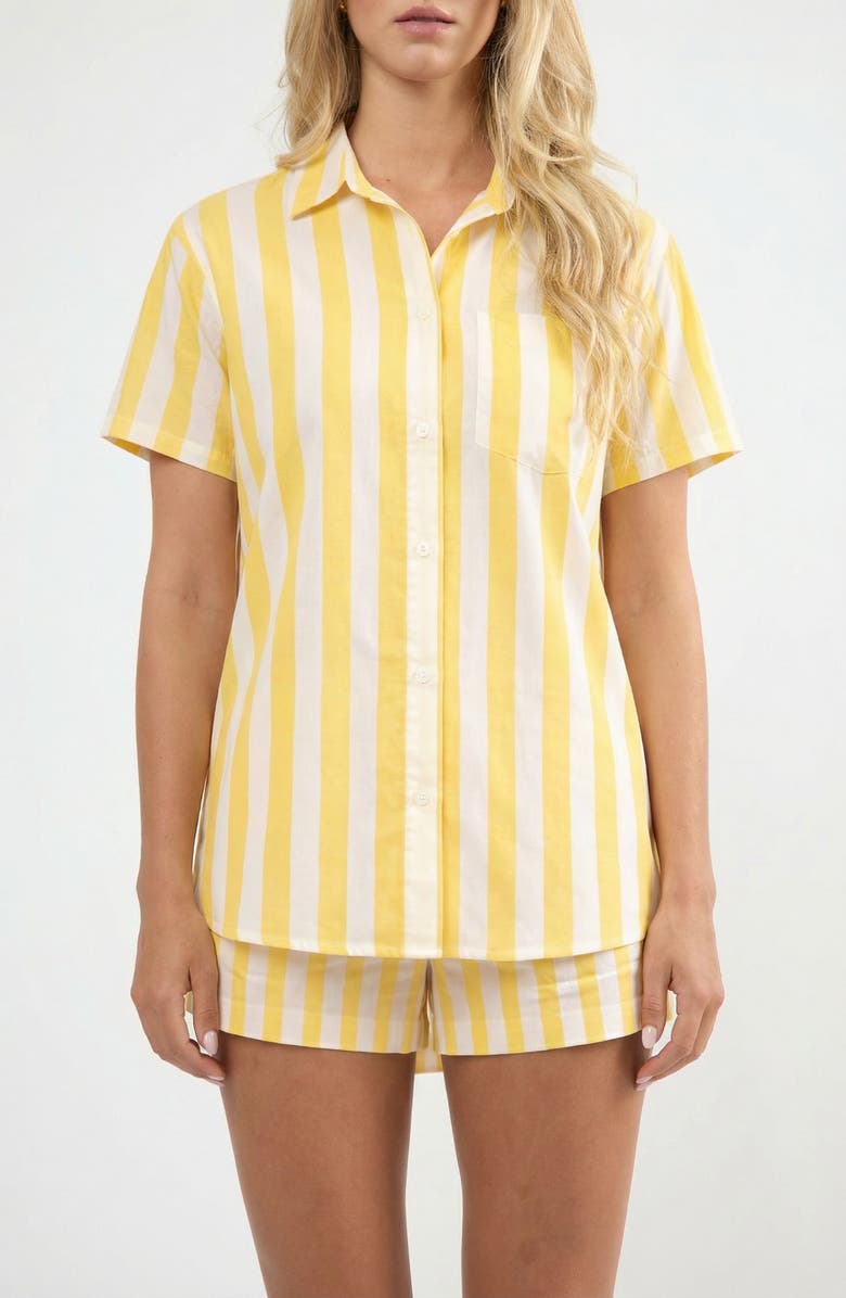 Viens Avec Moi The Paloma Stripe Shirt, Main, color, Yellow