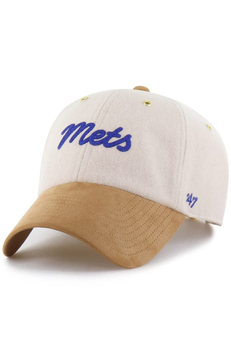 Stoney Clover Lane X '47 Men's '47 x Stoney Clover Lane Natural/Tan New York Mets Script Charm Clean Up Adjustable Hat, Alternate, color, Natural