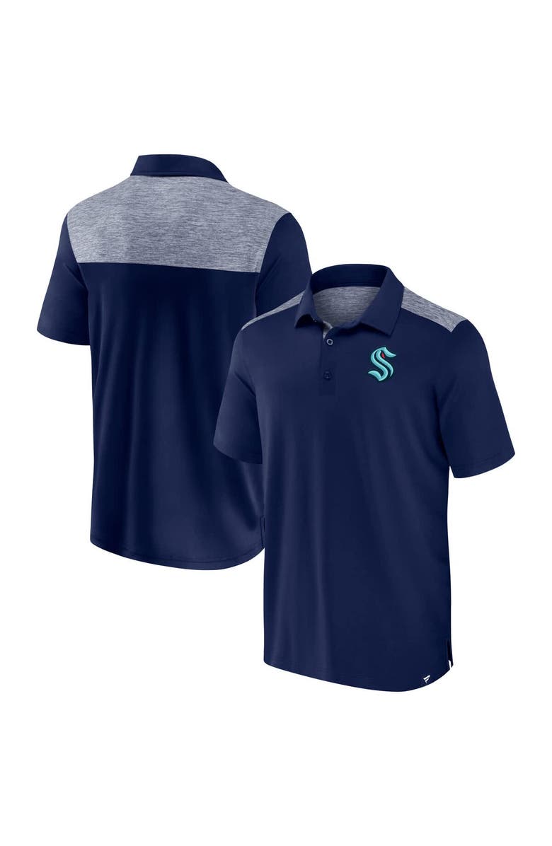 FANATICS Men's Fanatics Navy Seattle Kraken Iconic Brushed Blocked Polo, Alternate, color, Navy