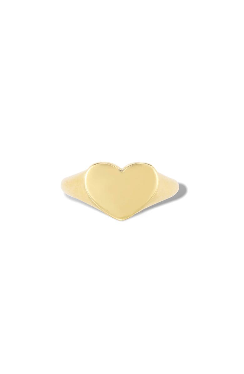 The Lovery Fine Jewelry Gold Heart Signet Ring, Main, color, Yellow Gold