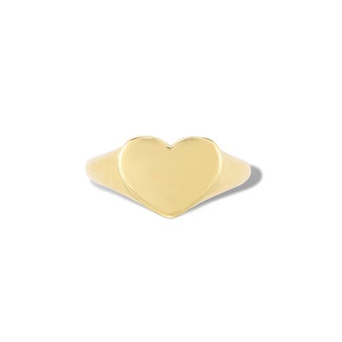 Gold Heart Signet Ring