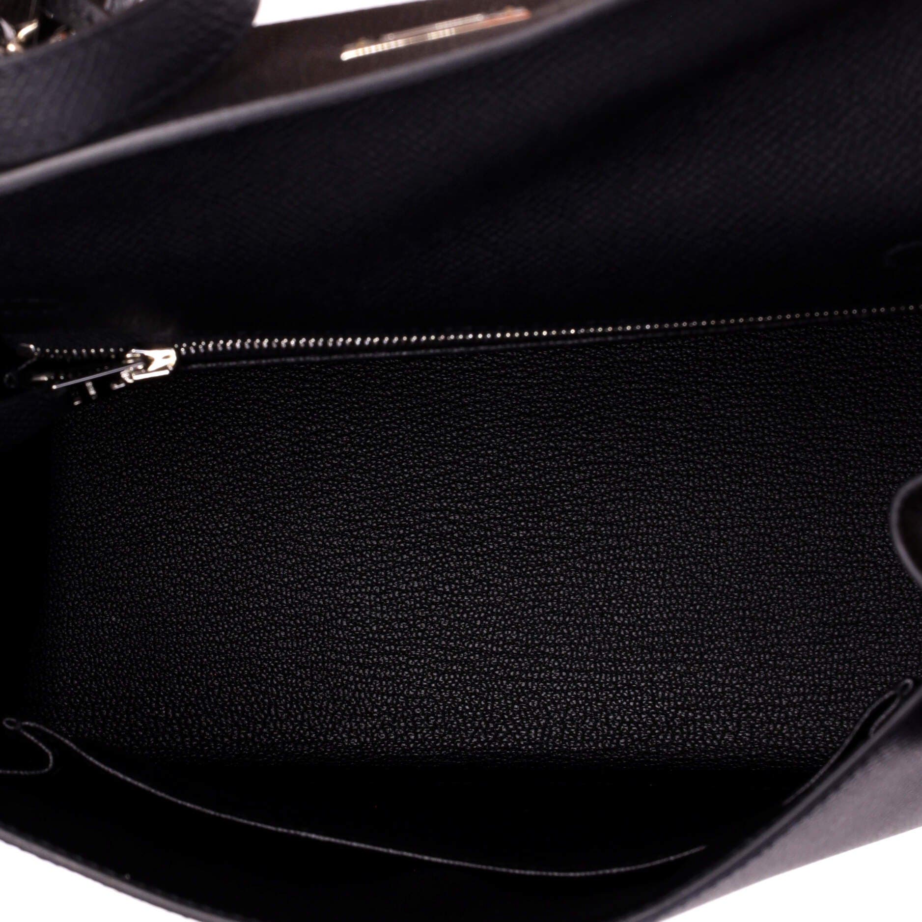 Pre-Owned Hermes Kelly Handbag Black Epsom with Palladium Hardware 25, Alternate, color, Noir