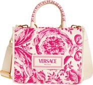 Versace Small Barocco Raffia Tote