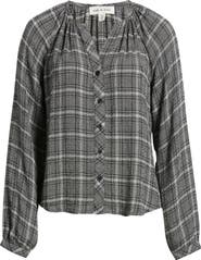 Cloth 
Stone Plaid Raglan Sleeve Button-Up Shirt