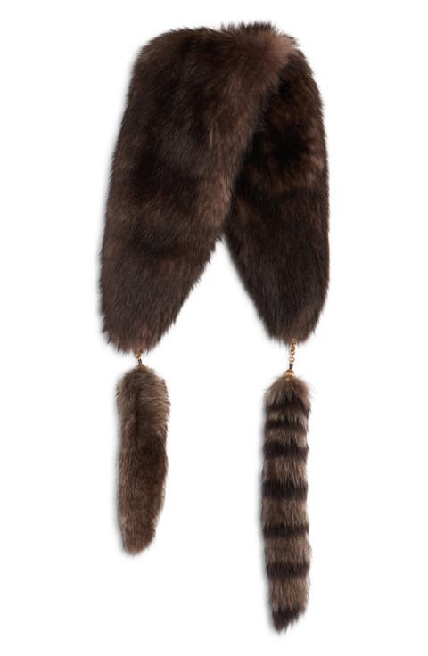 Chain Tails Genuine Shearling Scarf