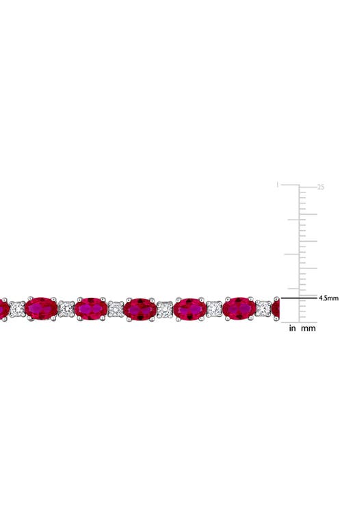 Delmar Lab Created Ruby & Lab Created White Sapphire Tennis Bracelet In Red