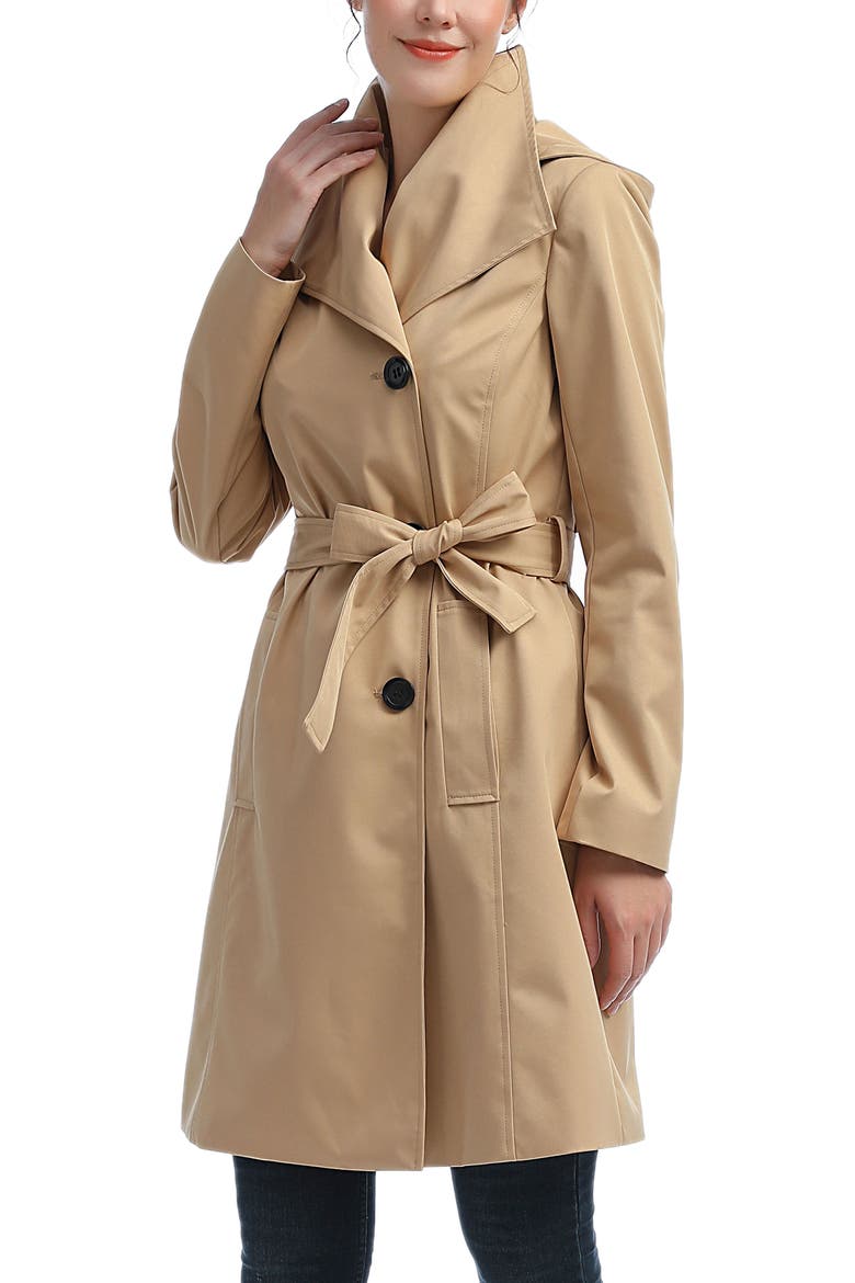 Elsa  Hooded Trench Coat, Alternate, color, Tan