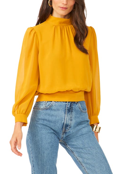 Crop Sheer Sleeve Blouse