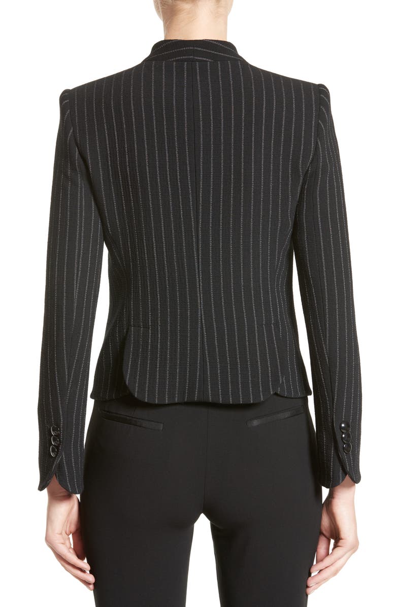 Armani Collezioni Stretch Wool Pinstripe Jacket, Alternate, color, Black Grey Multi