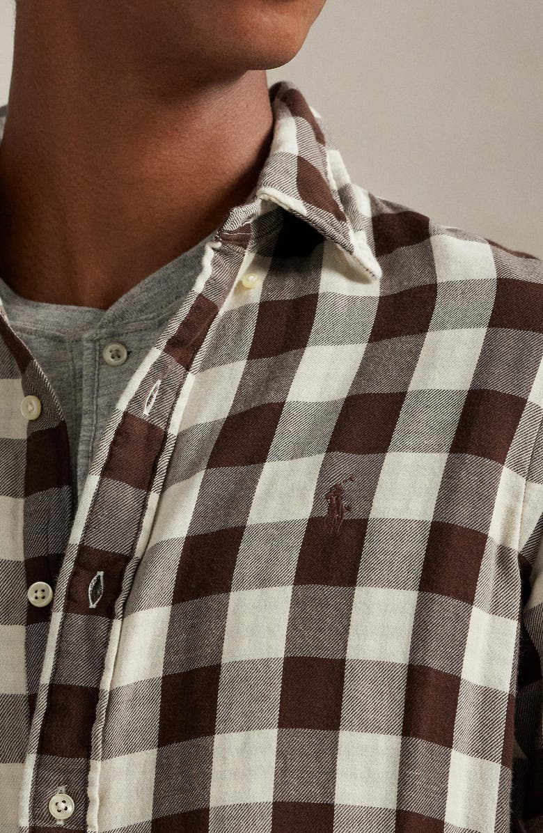 Polo Ralph Lauren Classic Fit Check Cotton Twill Button-Down Shirt, Alternate, color, Cream/ Brown