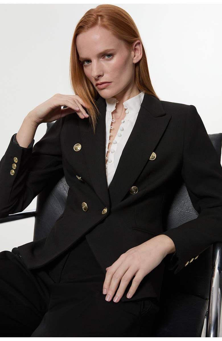 Karen Millen Tailored Button Military Blazer, Alternate, color, Black