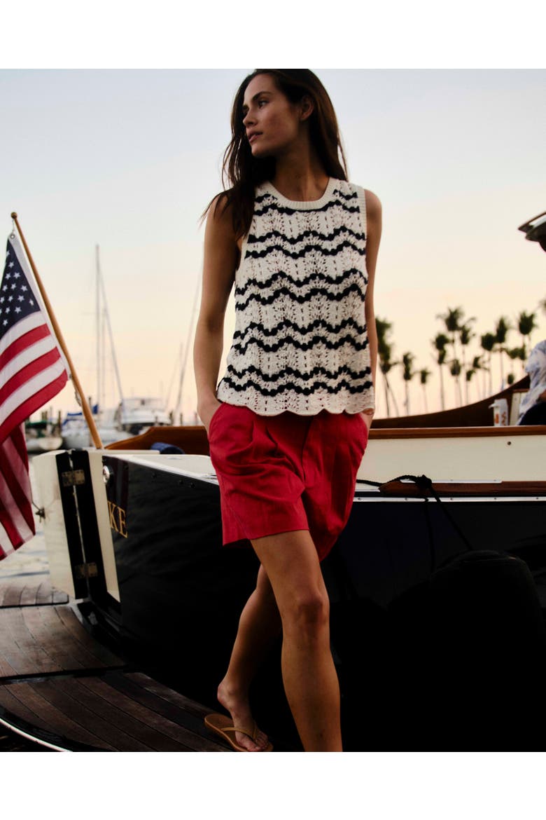 Frankie Linen Shorts, Alternate, color, Poppy
