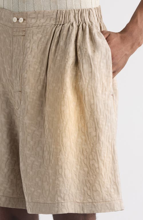 Acne Studios Jacquard Relaxed Wide Leg Shorts In Warm Grey