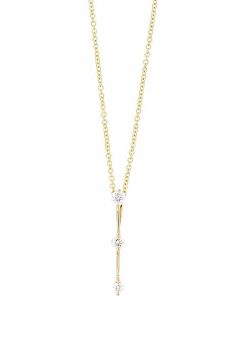 Bony Levy Rita 18K Gold 3-Stone Stick Pendant Necklace