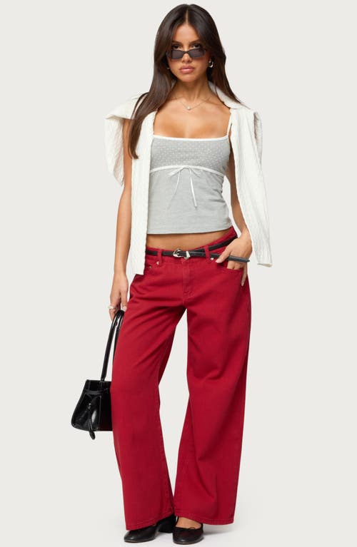 Edikted Roman Slouchy Low Rise Wide Leg Jeans In Burgundy