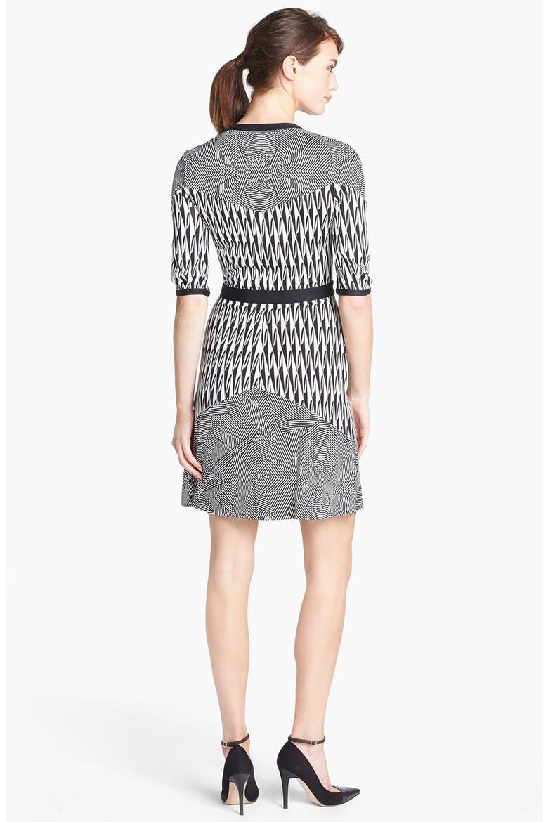 'Fiona' Button Front Knit Silk Dress, Alternate, color, STRIPE MAZE