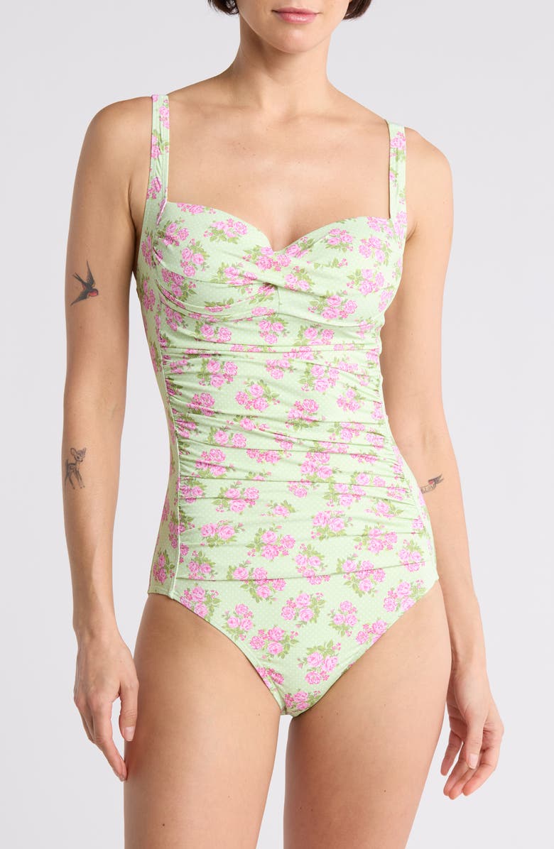 Betsey Johnson Bandeau One-Piece Swimsuit, Main, color, 