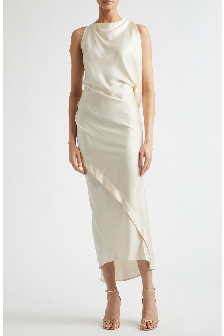 Draped Crepe Back Satin Dress, Main, color, ELDERFLOWER