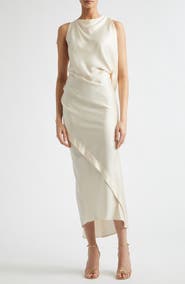 Victoria Beckham Draped Crepe Back Satin Dress