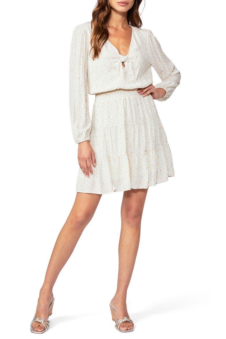 Sandee Metallic Dot Long Sleeve Dress, Main, color, WHT MLTI