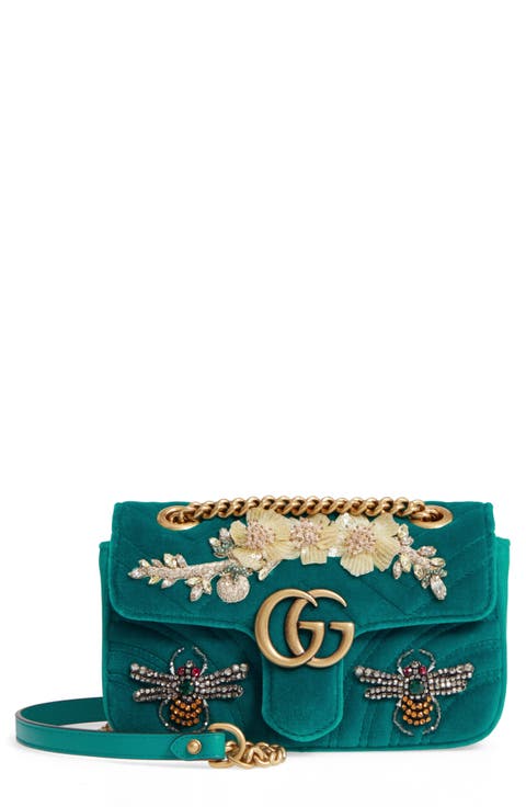 Mini GG Marmont Matelassé Velvet Shoulder Bag