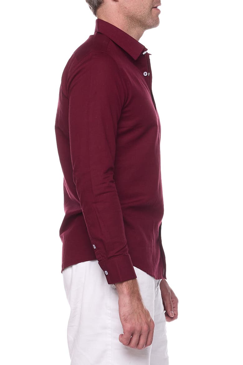 Linen Button-Up Sport Shirt, Alternate, color, WINE