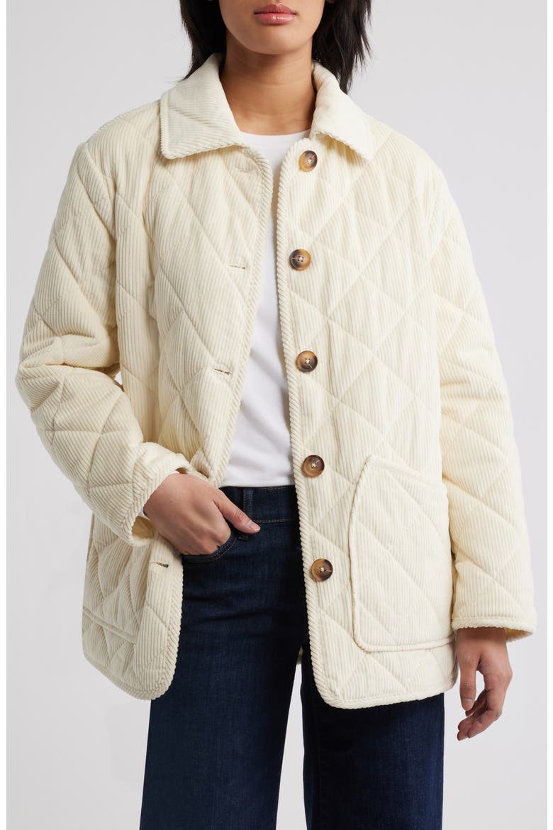 Quilted Corduroy Jacket, Main, color, CREAM