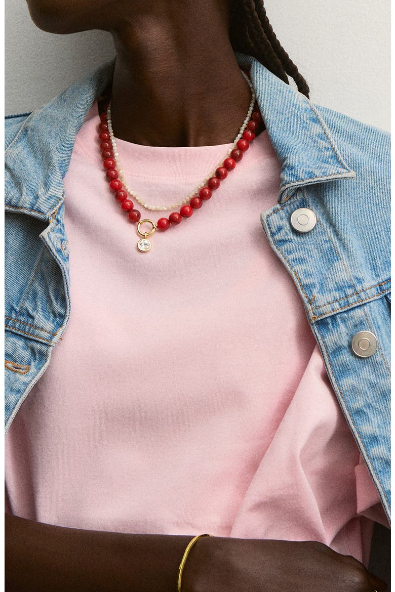 Janette Beaded Pendant Necklace, Alternate, color, RED