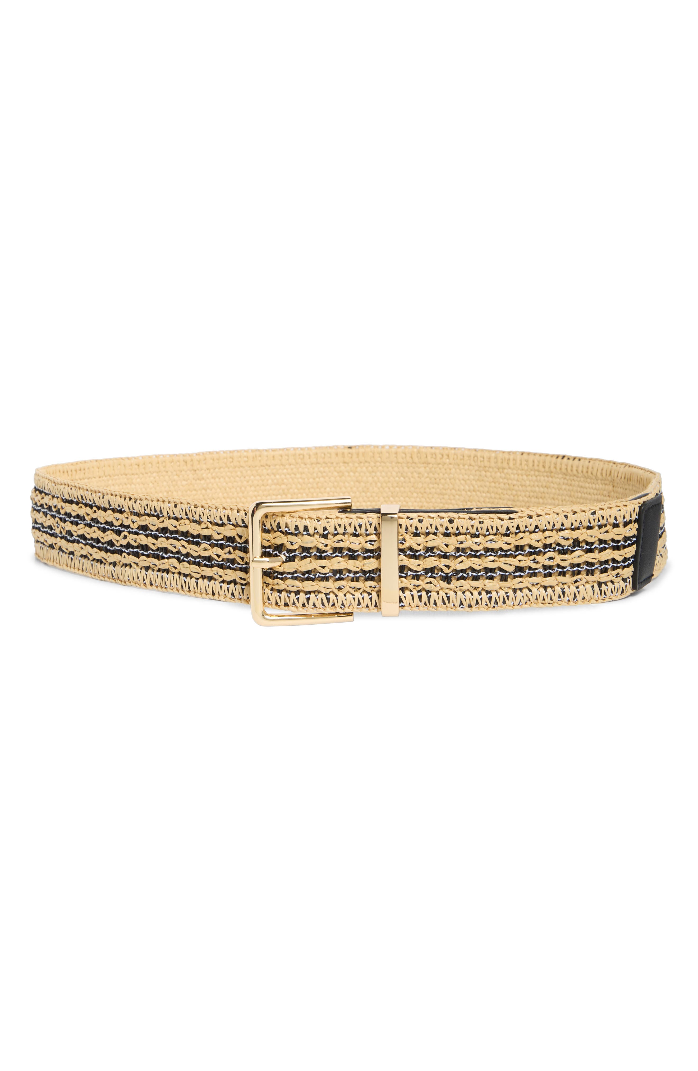 Steve Madden Stripe Faux Straw Belt