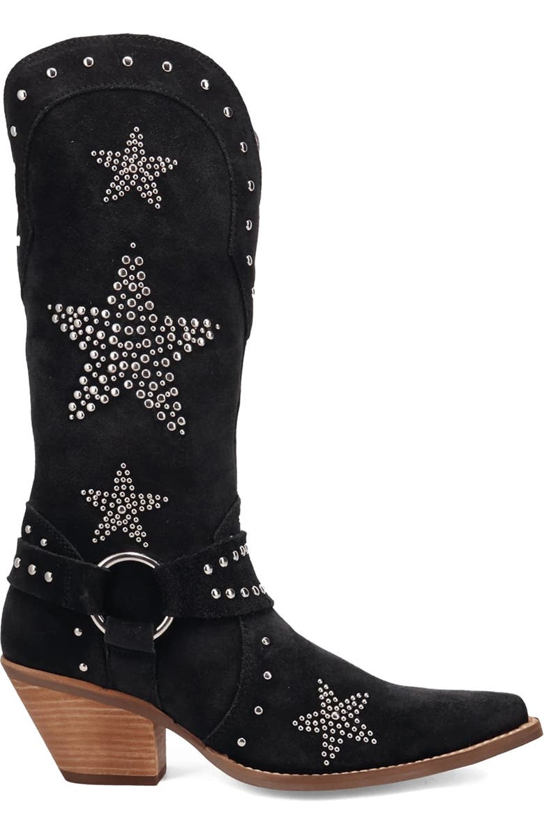 Dingo Lucky Stars Knee High Western Boot, Alternate, color, Black