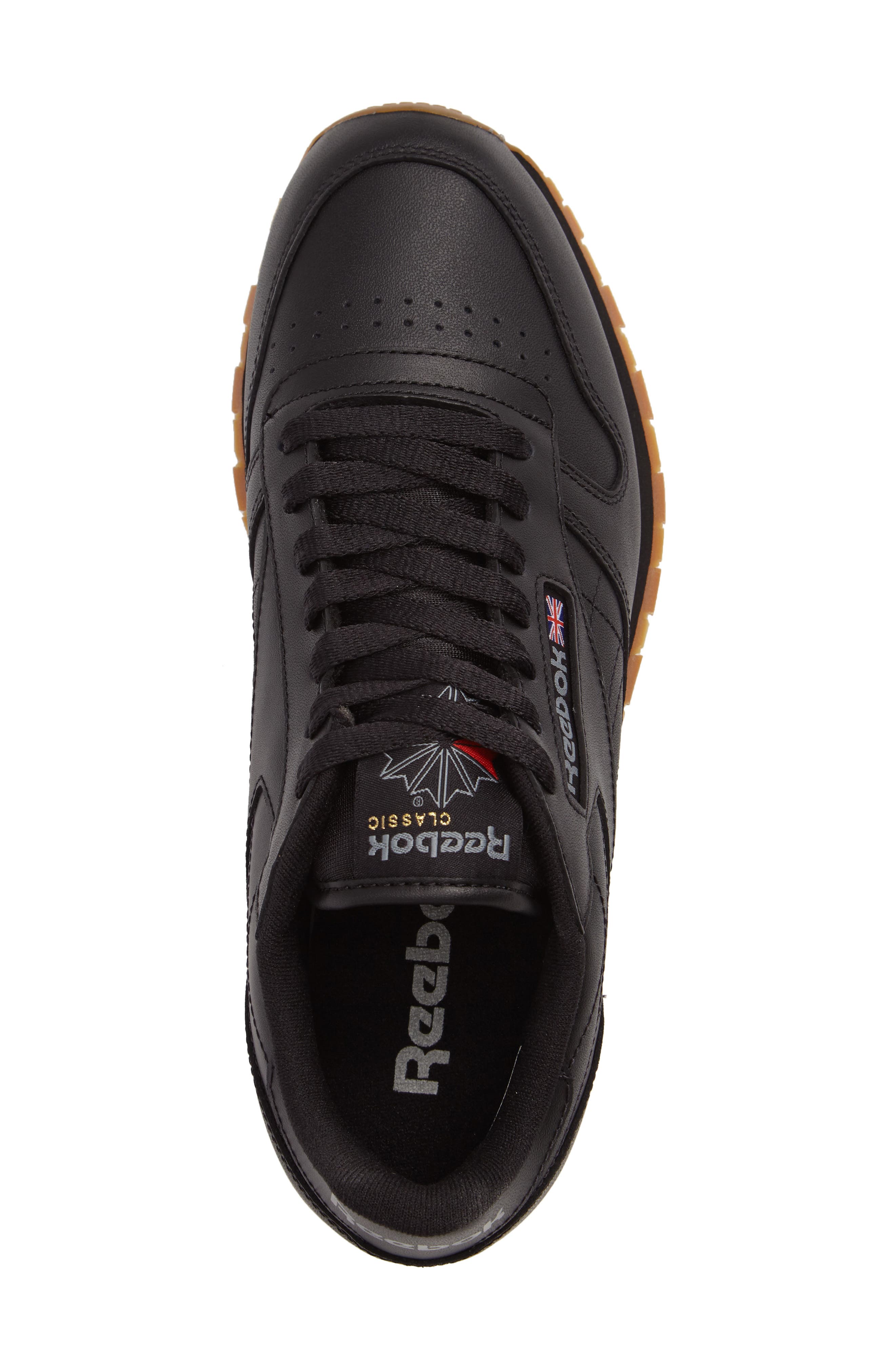 Classic Leather Sneaker, Alternate, color, BLACK/ GUM