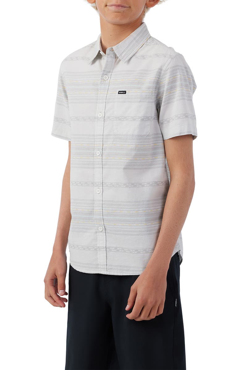 O'Neill Kids' Seafaring Stripe Short Sleeve Button-Up Shirt, Alternate, color,