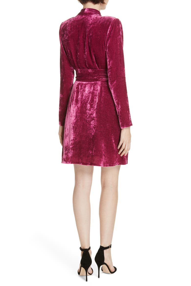 Kiera Crushed Velvet Minidress, Alternate, color, HOT PINK