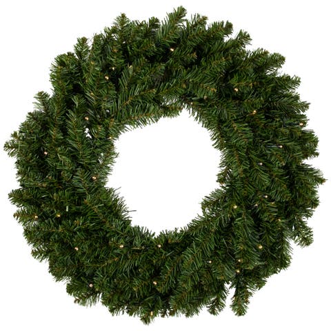 Pre-Lit Battery Operated Canadian Pine Christmas Wreath - 24" - Clear LED Lights