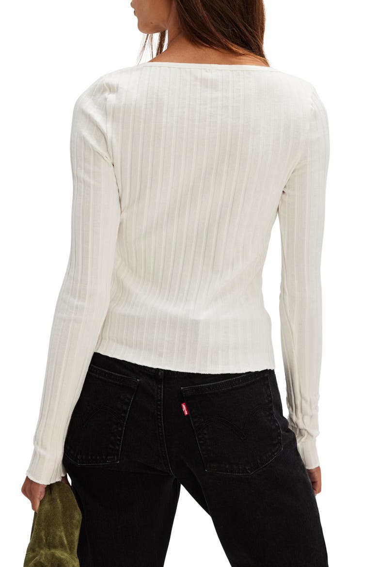 Tilly Rib Long Sleeve Button-Up Top, Alternate, color, IVORY
