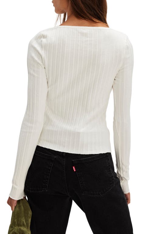 Free People Tilly Rib Long Sleeve Button-up Top In White