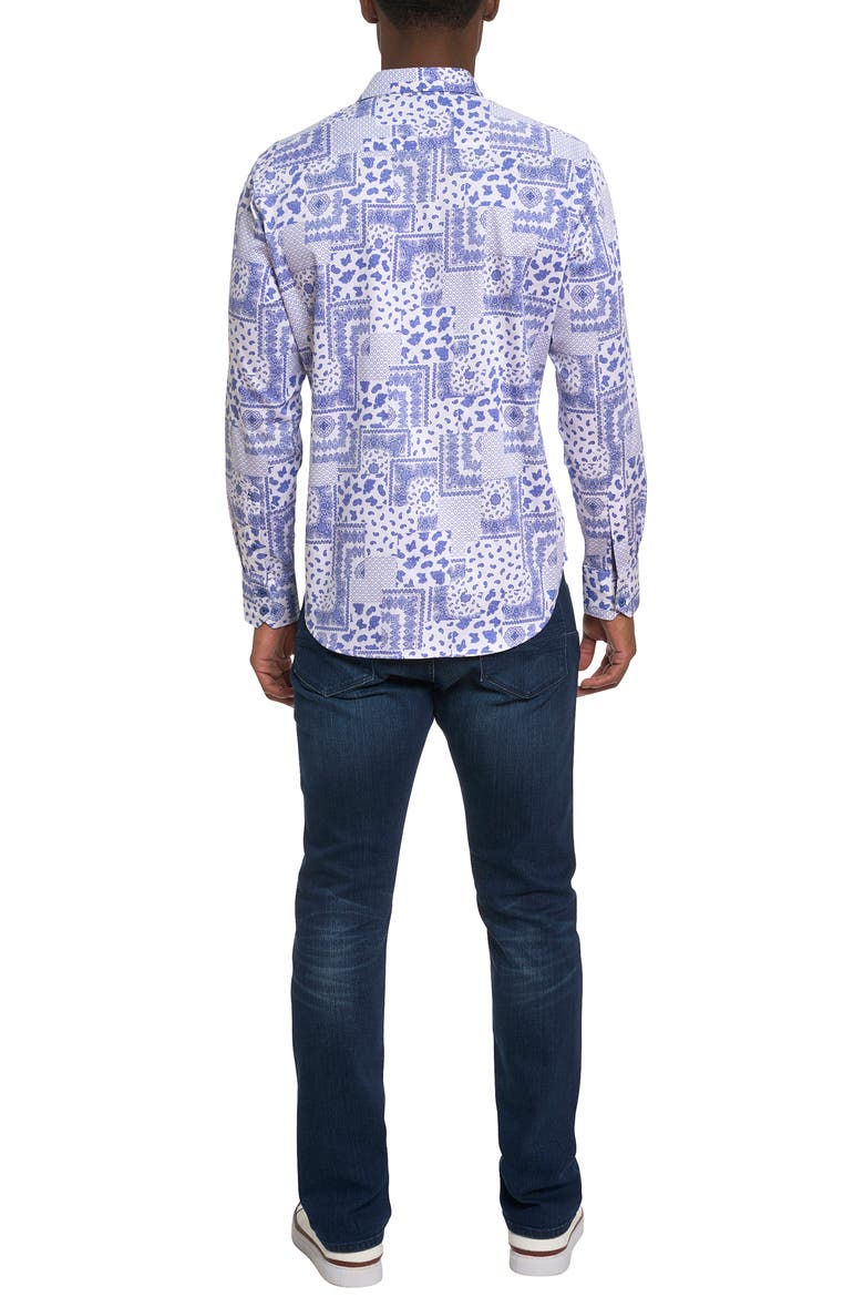 Vittoria Paisley Stretch Button-Up Shirt, Alternate, color, BLUE MULTI