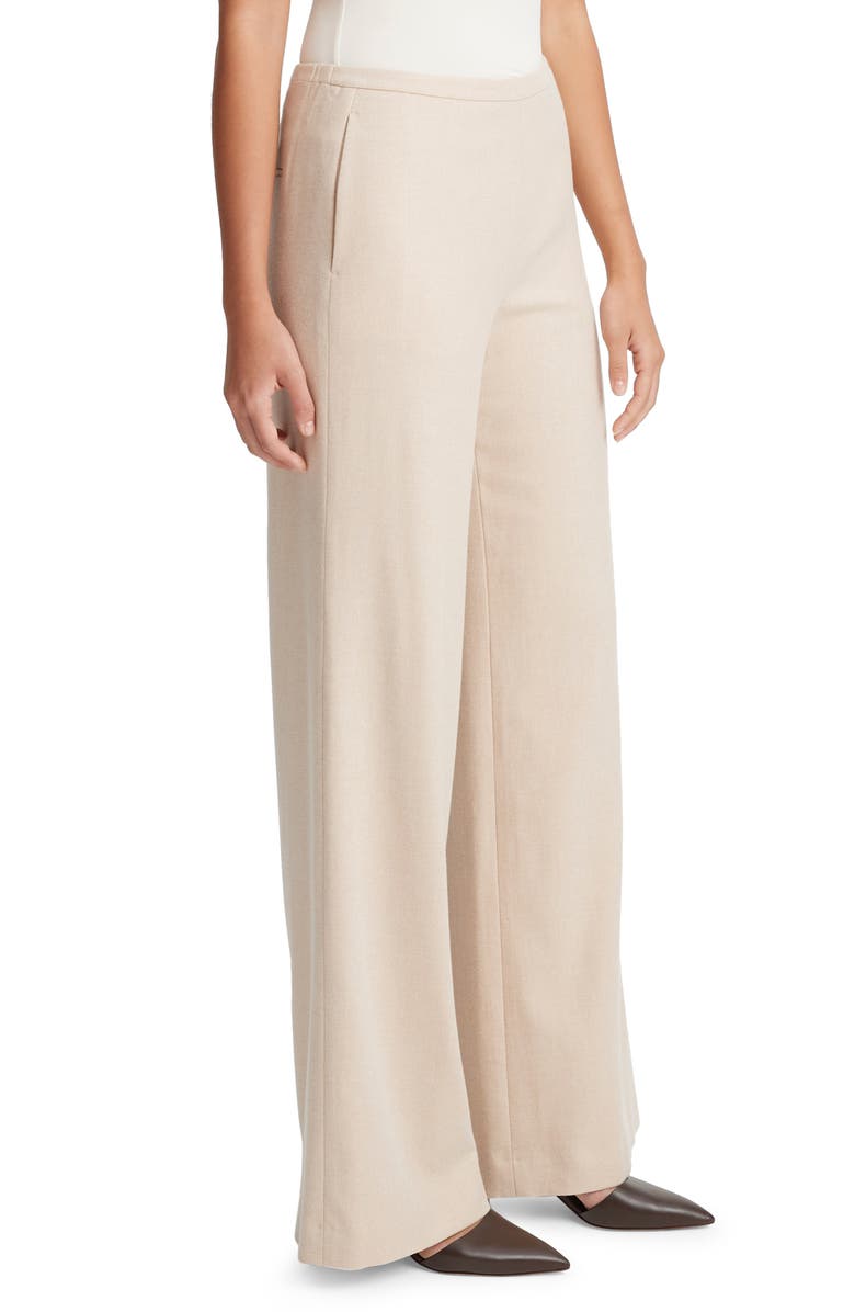 Vince Brushed Flannel Wide Leg Pants, Alternate, color, Oat Milk