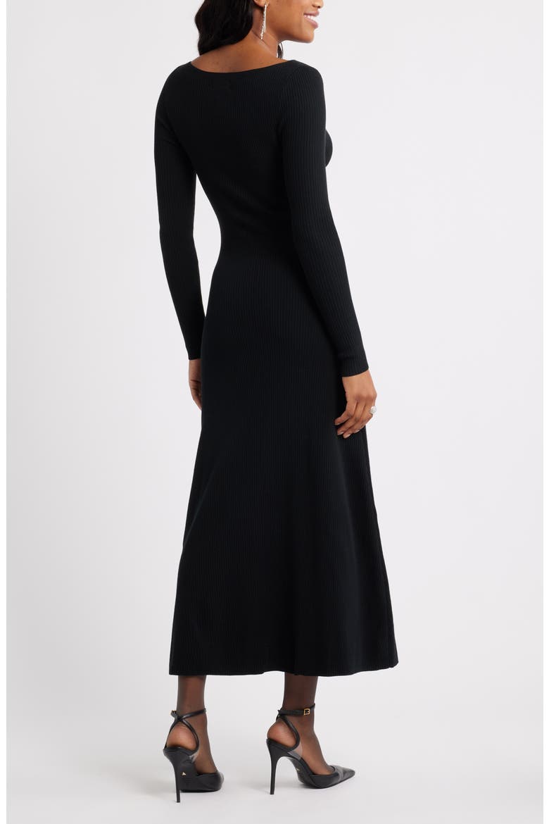 Long Sleeve Rib Maxi Dress, Alternate, color, BLACK