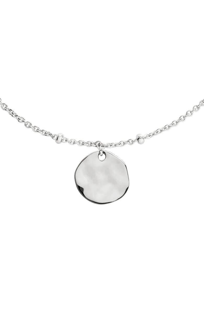 Monica Vinader Siren Muse Hammered Disc Pendant Station Necklace, Main, color, Sterling Silver